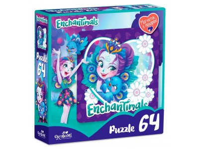 Пазл Origami Enchantimals Пэттер Павлина и Флэп+ магнитик, 64 эл. 1-00298848_1