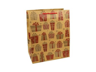 Пакет подарочный Miland из крафт-бумаги Новогодние подарочки 26,4х32,7х13,6 см 1-00298668_1