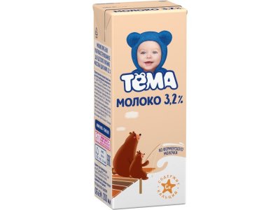 Молоко Тёма стерилизованное 3,2% 200 г 1-00001390_1