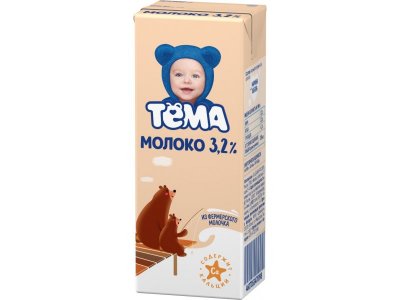 Молоко Тёма стерилизованное 3,2% 200 г 1-00001390_2