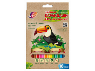 Карандаши Луч, цветные шестигранные Zoo 18 цв., пластиковые 1-00301284_1
