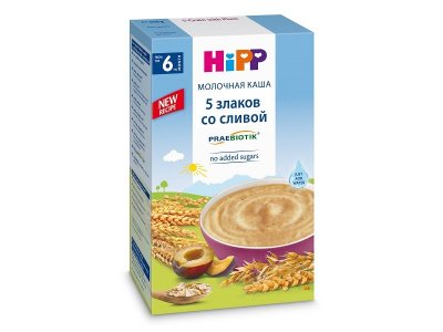 Каша Hipp, молочная 5 злаков с черносливом, с пребиотиками 250 г 1-00035908_1