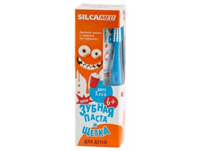Промонабор SilkaMed Зубная паста со вкусом Колы 65 г и Зубная щетка, мягкая от 2 до 7 лет 1-00303823_1