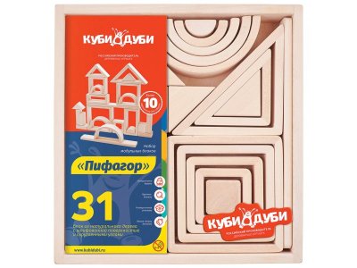 Конструктор деревянный Куби Дуби Пифагор, 31 блок 1-00305117_2