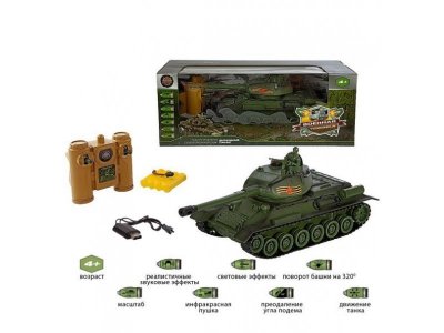 Игрушка Пламенный мотор, Танк р/у 1:24 T-34 (СССР), аккумулятор 1-00305720_1