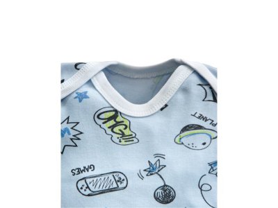 Боди для мальчика Amarobaby Soft Hugs Комиксы, с длинным рукавом и нагрудником 1-00307544_2