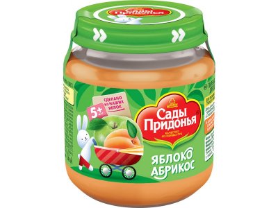 Пюре Сады Придонья яблоко-абрикос с сахаром 120 г, стекло 1-00308276_1