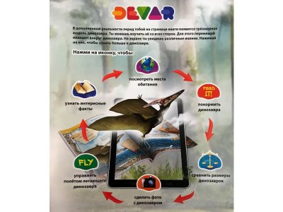 Книга Devar Энциклопедия в 4D Динозавры: от птеродактиля до овираптора. А4, мягкая обложка 1-00311458_10