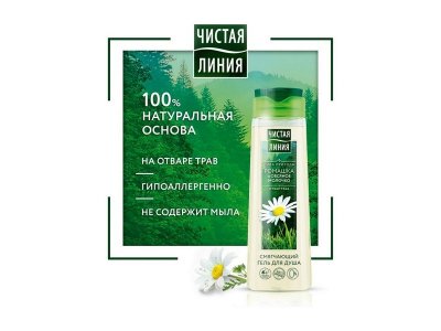 Гель для душа Чистая линия смягчающий Ромашка и овсяное молочко, 250 мл 1-00313017_5