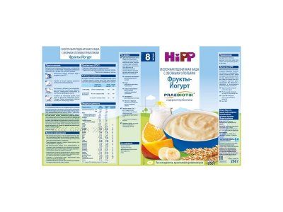 Каша молочная Hipp пшеничная с овсяными хлопьями фрукты-йогурт, 250 г 1-00265357_4