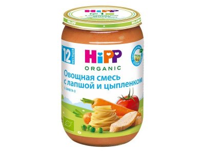 Пюре Hipp Нежные овощи с лапшой и цыпленком, 220 г 1-00265359_1