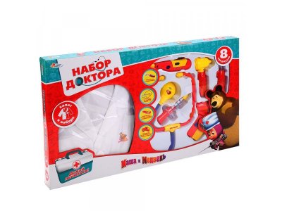 Набор доктора Играем вместе Маша и медведь, с халатом, 8 предметов 1-00314689_1