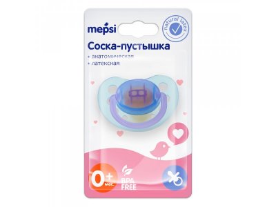 Соска-пустышка Mepsi латексная анатомическая, с 0 мес. 1-00319024_8