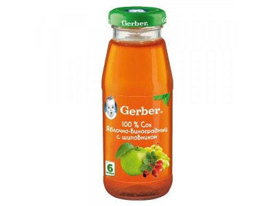 Сок Gerber яблочно-виноградный с шиповником осветленный 175 мл 1-00064981_1