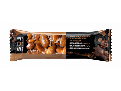Батончик ореховый SOJ со сливочно-карамельным вкусом Миндаль-Карамель 40 г 1-00320986_1