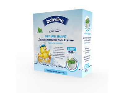 Соль морская для ванн Babyline Sensitive с целебными травами, фильтр-пакет 4*250 г 1-00213796_1