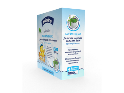 Соль морская для ванн Babyline Sensitive с целебными травами, фильтр-пакет 4*250 г 1-00213796_2