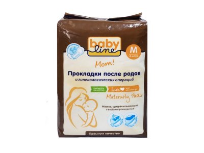 Прокладки Babyline после родов и гинекологических операций, размер М, 6 шт. 1-00292028_1