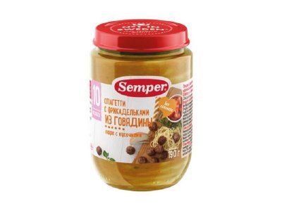 Пюре Semper, Спагетти с фрикадельками из говядины 190 г 1-00312620_1