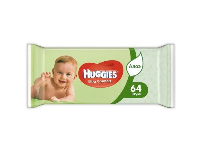 Салфетки влажные Huggies Ultra Comfort Natural алоэ, 64 шт. 1-00007188_1