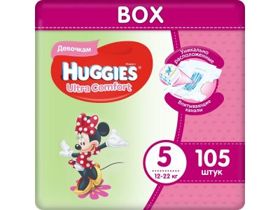 Подгузники Huggies Ultra Comfort для девочек 5 12-22 кг, Disney Box, 105 шт. 1-00020613_1