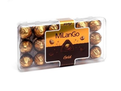 Конфеты Solen Milango Gold, шоколадные с цельным фундуком, 400 г 1-00334195_1