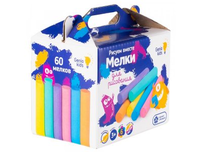 Мелки для рисования Genio Kids, 6 цветов, 60 мелков 1-00334629_2