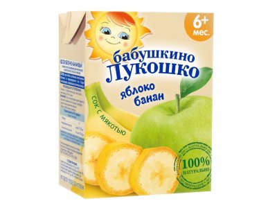 Сок Бабушкино Лукошко Яблочно-банановый с мякотью, Tetra Pak 200 мл 1-00108548_1
