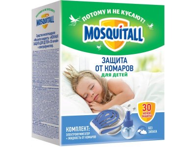 Комплект Mosquitall защита для детей от насекомых (фумигатор, жидкость) 1-00038823_1