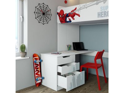 Кровать-чердак Polini Kids Marvel Человек-паук, с письменным столом и шкафом 1-00337136_7