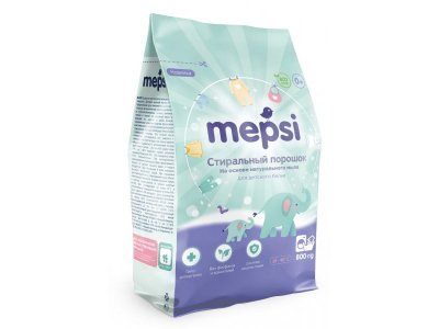 Порошок стиральный для детского белья Mepsi на основе мыла, гипоаллергенный, 800 г 1-00337429_1