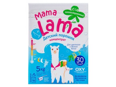 Порошок стиральный ультраконцентрат Mama Lama Эко для стирки детского цветного и белого белья, 900 г 1-00342178_1
