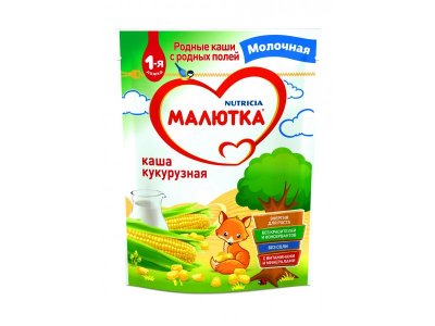 Каша Малютка, молочная кукурузная 220 г, пауч 1-00003546_8
