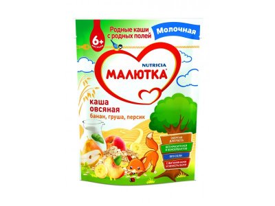 Каша Малютка, молочная овсяная со смесью фруктов 220 г, пауч 1-00086918_7