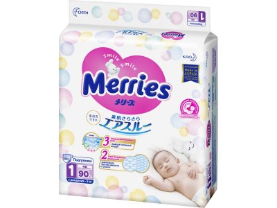Подгузники Merries Newborn, 1-5 кг, 90 шт. 1-00002251_3