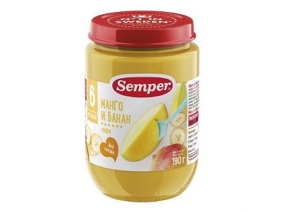 Пюре Semper Манго, банан 190 г 1-00243360_1