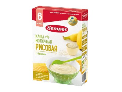 Каша Semper, молочная Рисовая с бананом 180 г 1-00312623_1
