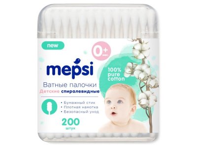 Ватные палочки Mepsi спиралевидная намотка , 200 шт. 1-00348718_1