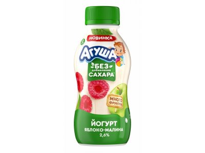Йогурт питьевой Агуша Яблоко, малина 2,6% 180 г 1-00349284_1
