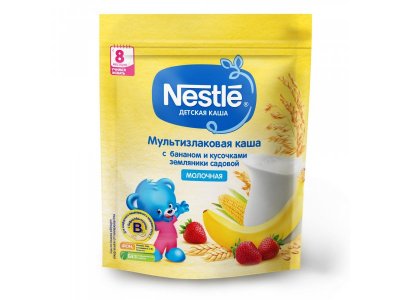 Каша Nestle молочная мультизлаковая с бананом и земляникой, 220 г 1-00190131_1