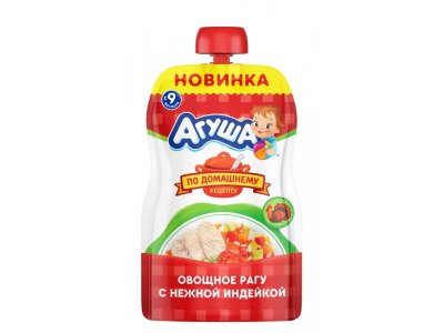 Пюре Агуша Овощное Рагу с нежной Индейкой 90 г, дой пак 1-00352597_1