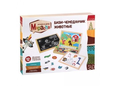 Бизи-чемоданчик Mapacha Животные: доска для рисования, меловая, фигурки на магнитах, 2 игр.фона 1-00353075_3