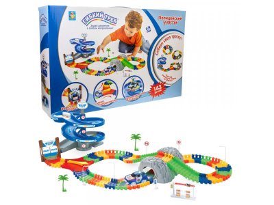 Набор игровой 1TOY Гибкий трек Полиция, 143 детали 1-00353580_1