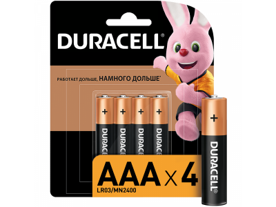 Батарейки алкалиновые Duracell Basic AAA LR03 4 шт. 1-00221424_1