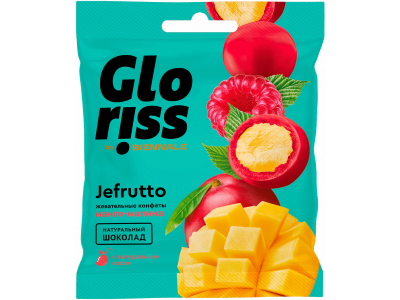 Конфеты жевательные в шоколаде Biennale Gloriss Jefrutto манго-малина 35 г 1-00354892_1