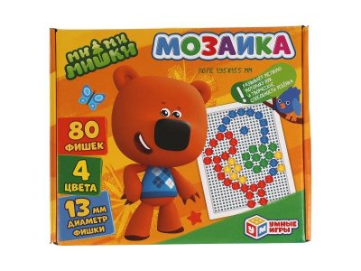 Мозаика пластиковая Умные игры Ми-ми-мишки, 80 фишек, 4 цвета, поле 19,5х15,5см 1-00355571_1