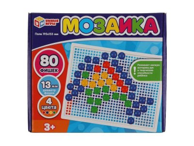Мозаика пластиковая Умные игры 80 фишек, 4 цвета, поле 19,5х15,5 см 1-00355574_1