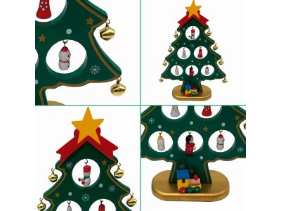 Набор для творчества Bondibon Елочка 3D деревянная с игрушками и бубенчиками, 21,5 см 1-00355776_2