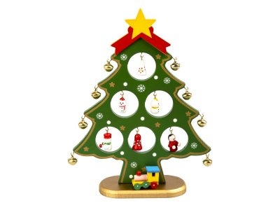 Набор для творчества Bondibon Елочка 3D деревянная с игрушками и бубенчиками, 21,5 см 1-00355776_5