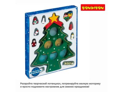 Набор для творчества Bondibon Елочка 3D деревянная с игрушками и бубенчиками, 21,5 см 1-00355776_13